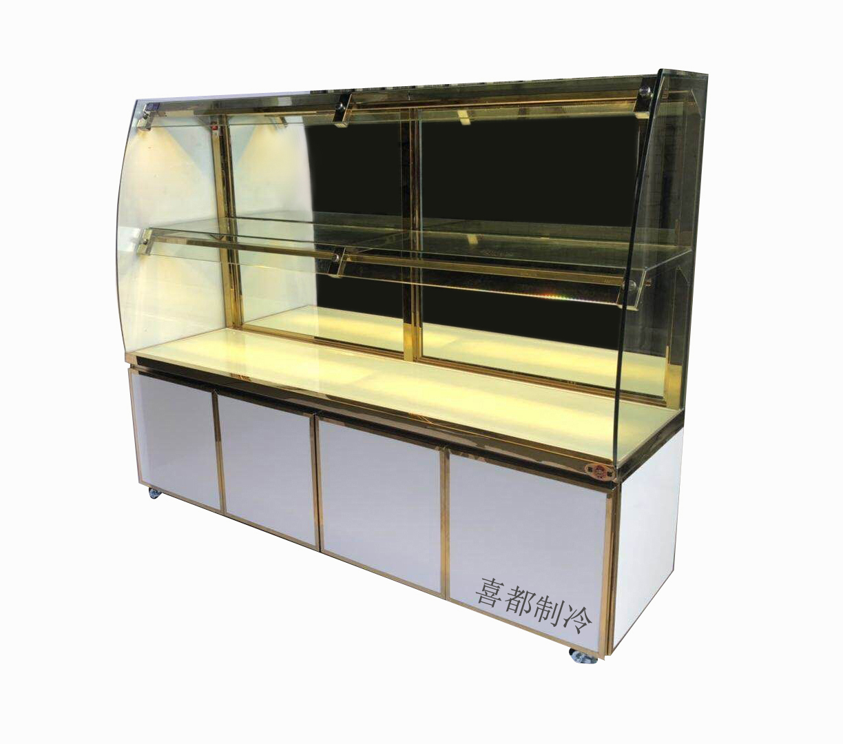 两层开放式带储物柜面包层架XID-KMB